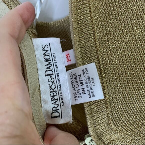 Drapers and Damon’s Short Sleeve Mock Turtle Gold Knit Top Petite Medium - Picture 9 of 11